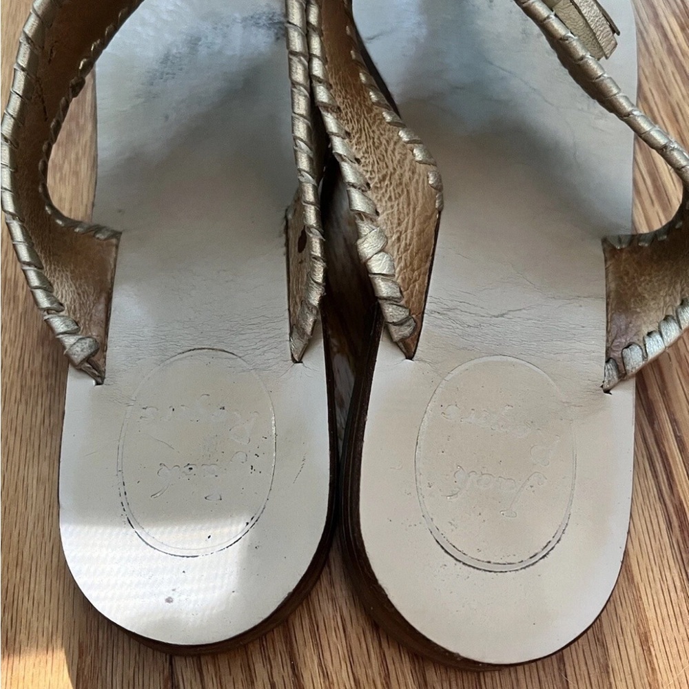 Jack Rogers Alana Sandal Bone and Gold leather tassel flip flop size 9 - Picture 4 of 5